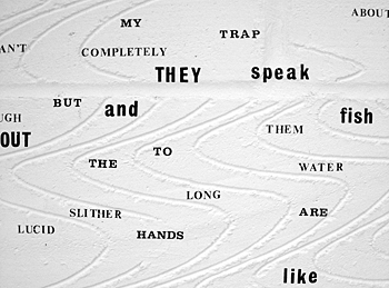 Aphasia 1 (detail)  (2007), breeze block and lettering