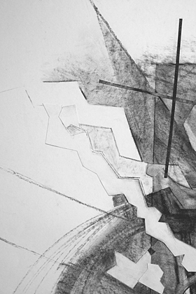 Stroke Unit - Lamps - detail 4 (2009), charcoal on paper