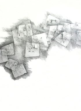 Stroke Unit - Electrical sockets 1 (2008), graphite on paper