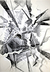 Stroke Unit - Ceiling tiles - (2008), charcoal on paper