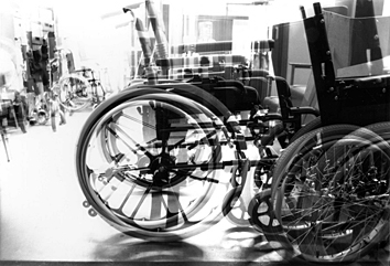 Waiting - (wheelchair clinic) 1 (2002-2009), b/w photograph